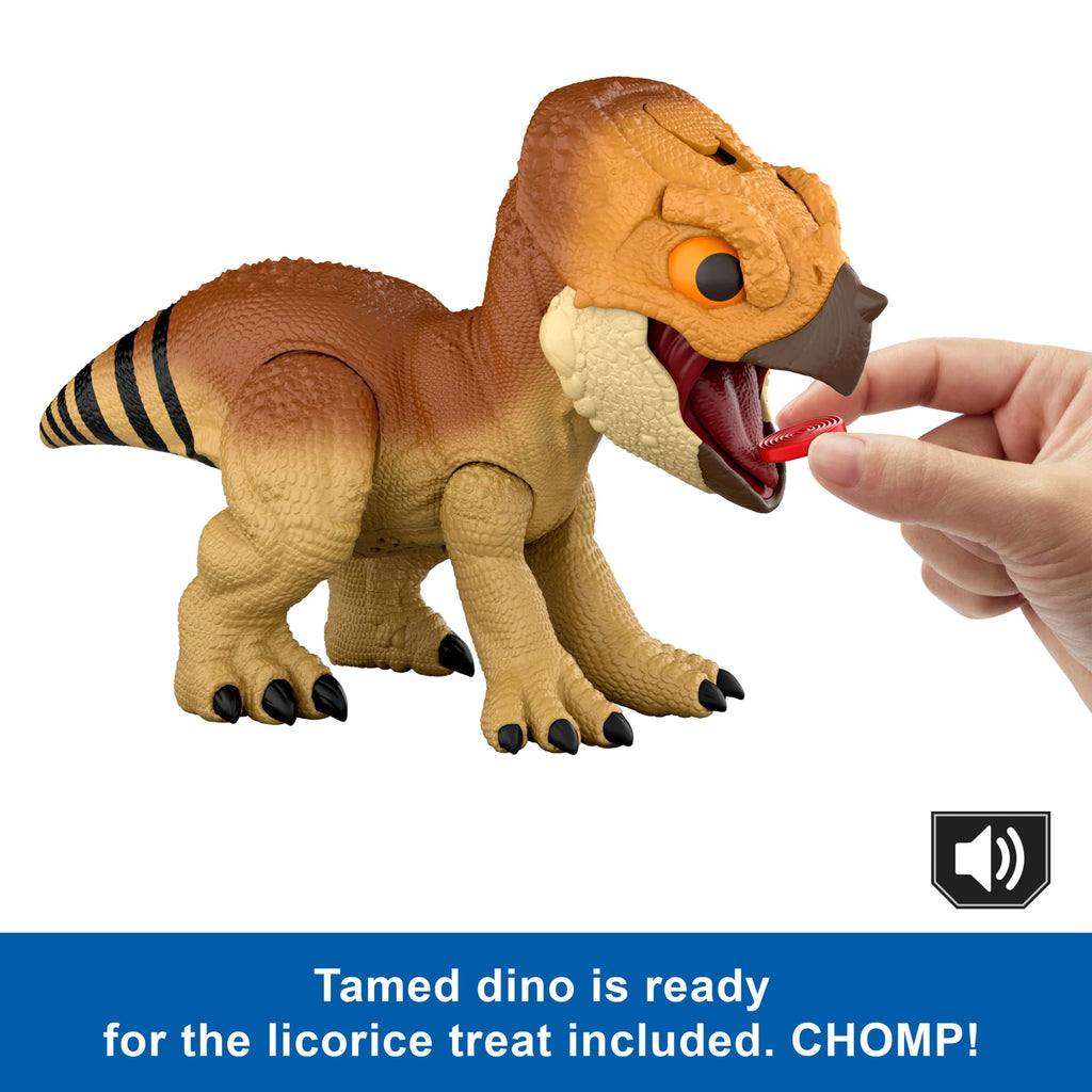 Jurassic World Rebirth Primal Protector Aquilops Dolores interactive Dinosaur Toy, Attack & Sounds