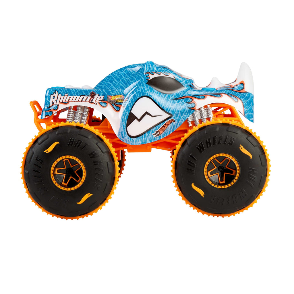 Hot Wheel RC Monster Trucks Rhinomite in 1:24 Scale, Battery-Powered Remote-Control Toy Truck