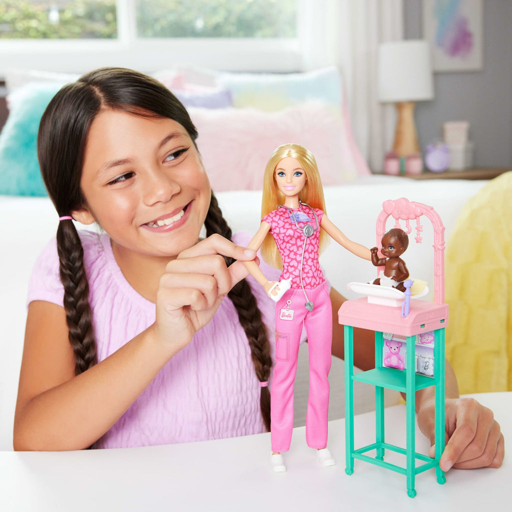 Barbie Baby Doctor Doll With Blonde Fashion Doll, 1 Baby Doll, Furniture & Accessories