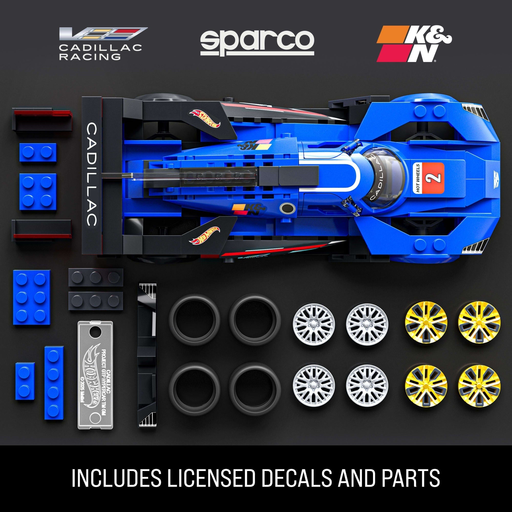 Mattel Brick Shop Hot Wheels Cadillac Project GTP Hypercar Building Toy Kit (236 Pieces), for Collectors