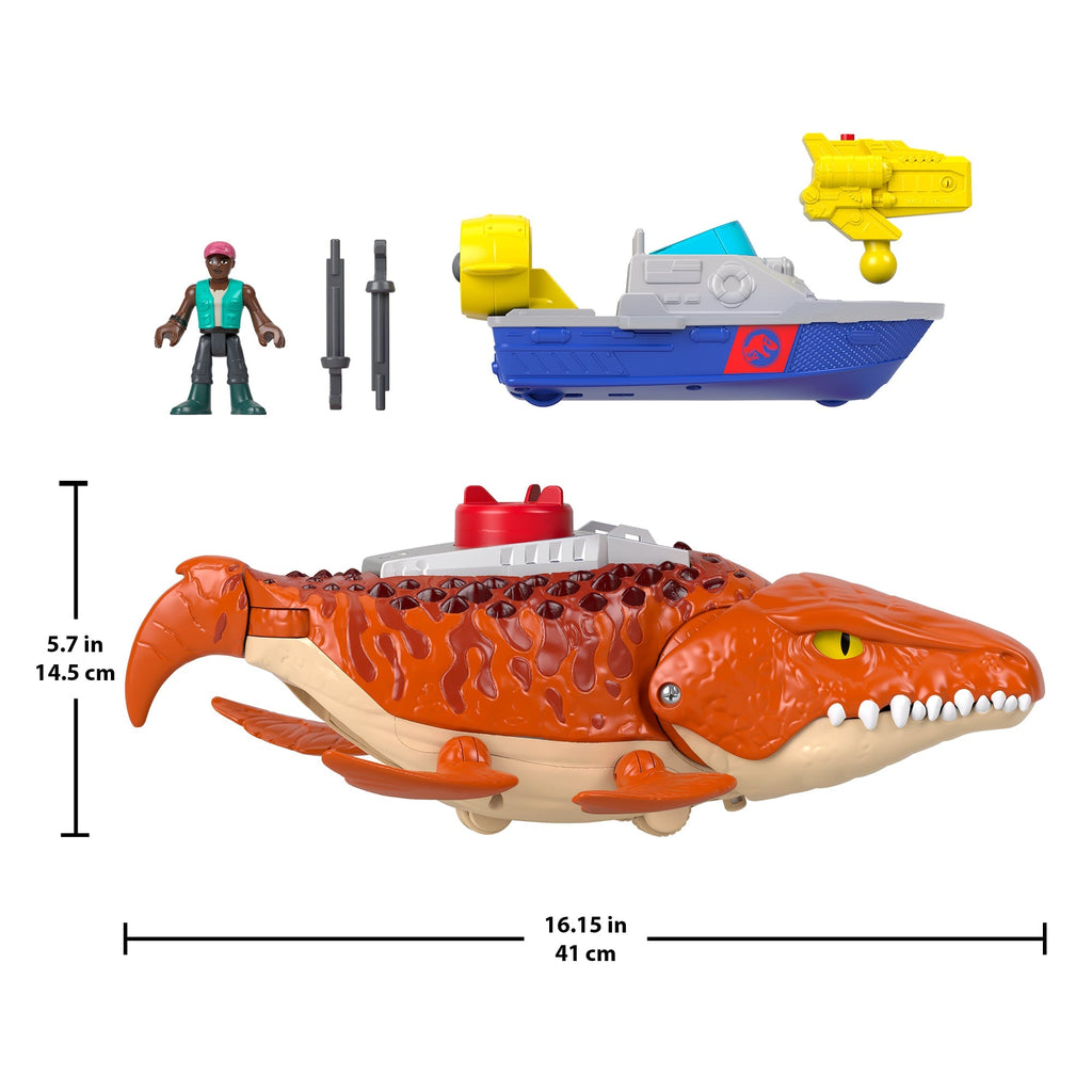 Fisher-Price Imaginext Jurassic World Rebirth Aquachomp Chase Mosasaurus Dinosaur Toy Playset