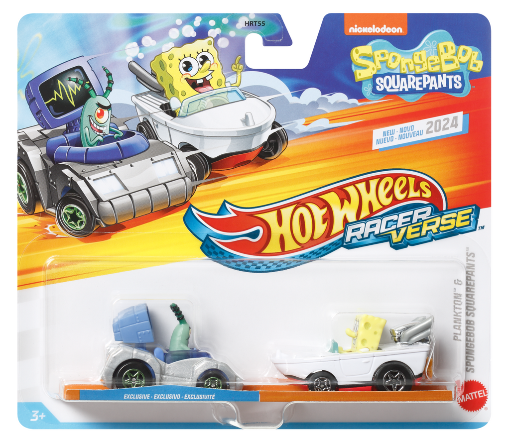 Hot Wheels RacerVerse Vehículo de Juguete Bob Esponja y Plankton