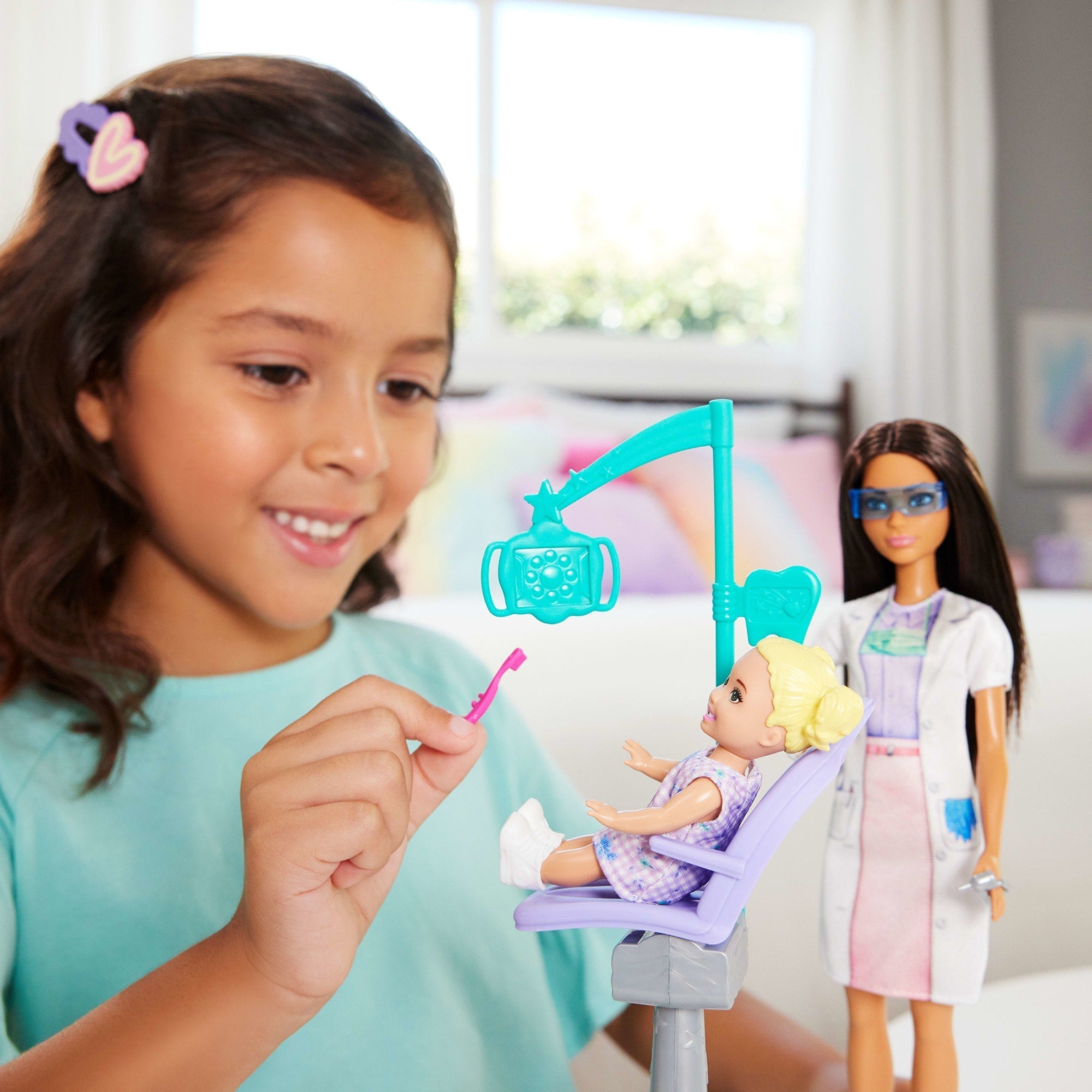 Barbie  Poupée Mode  dentiste, Brunette, Poupée enfant, Accessoires