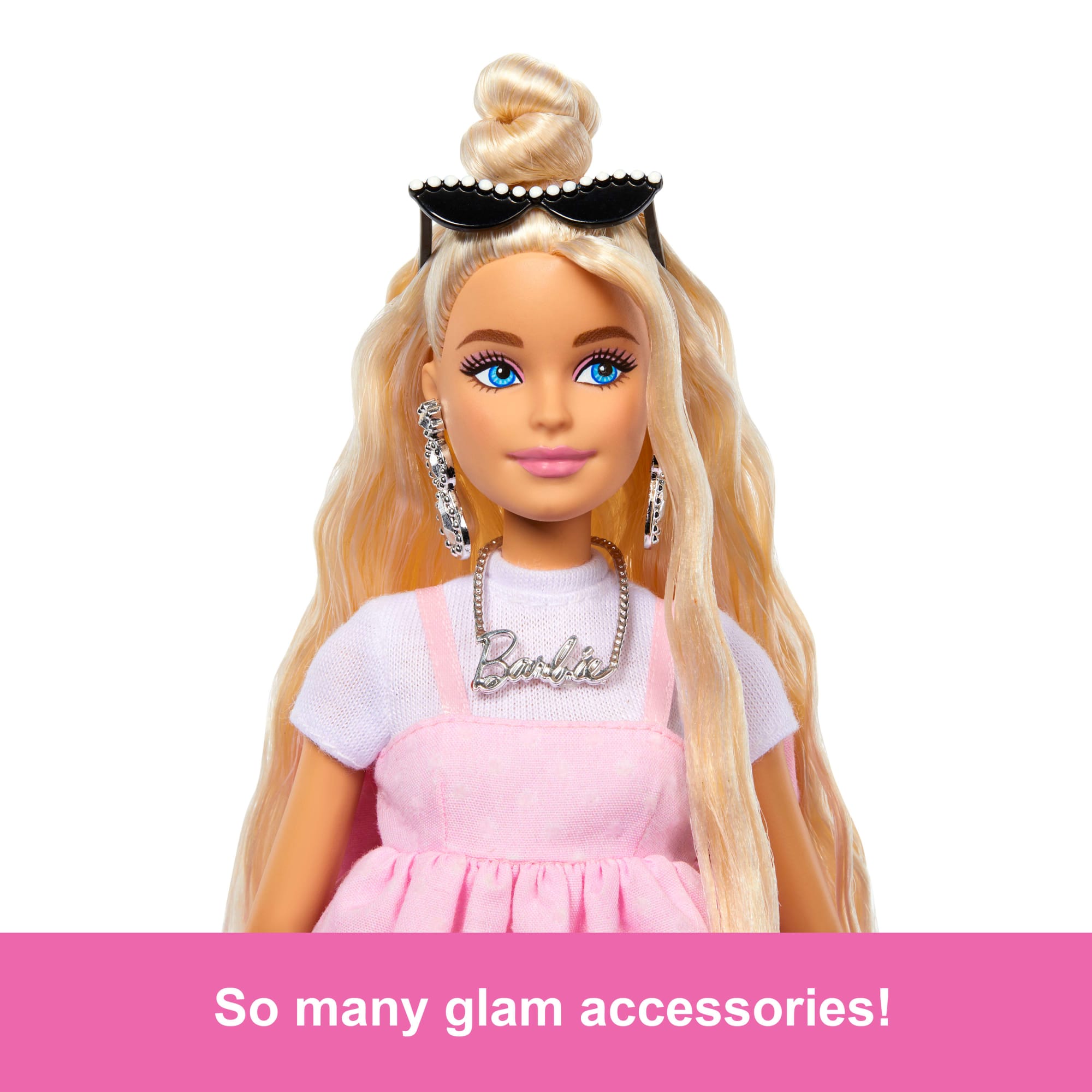 Barbie Deluxe Style Doll #3 in Pastel Pink Barbiecore Dress With Oversized Bow, Blond Hair
