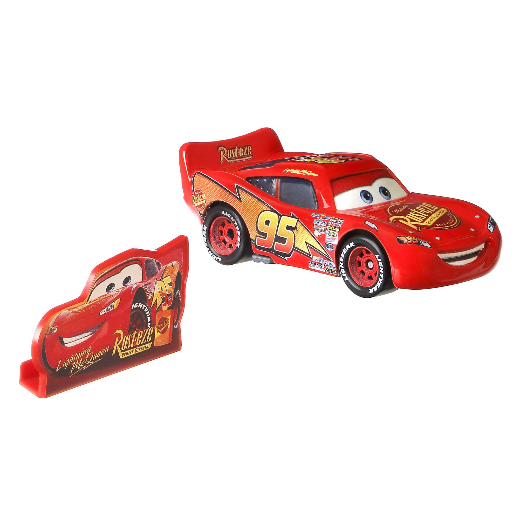 Cars de Disney y Pixar Vehículo de Juguete Rayo McQueen con Cartel