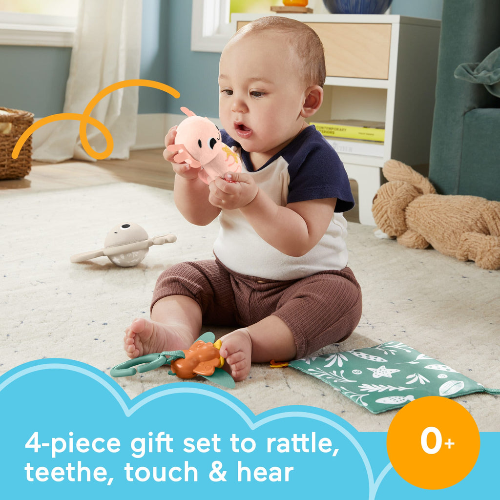 Fisher Price So Many Senses Gift Set, 4 Baby Sensory Toys With Fine Motor Activities