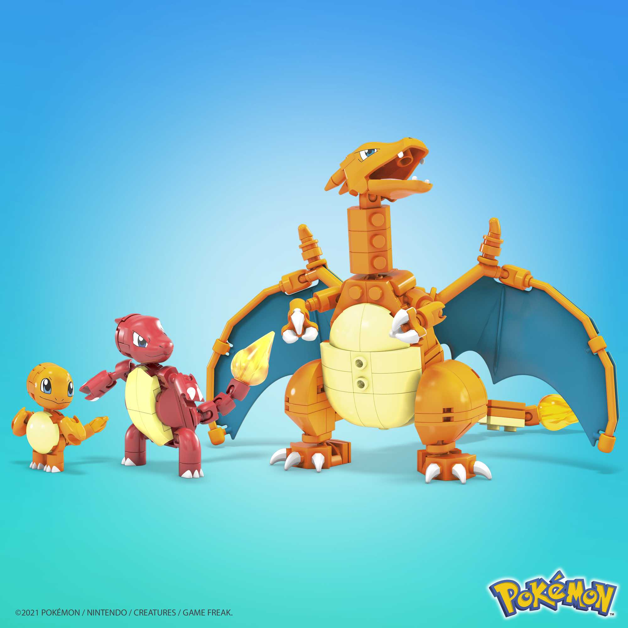 MEGA Pokémon Building Toy Kit Charmander Set With 3 Action Figures (313 Pieces) For Kids