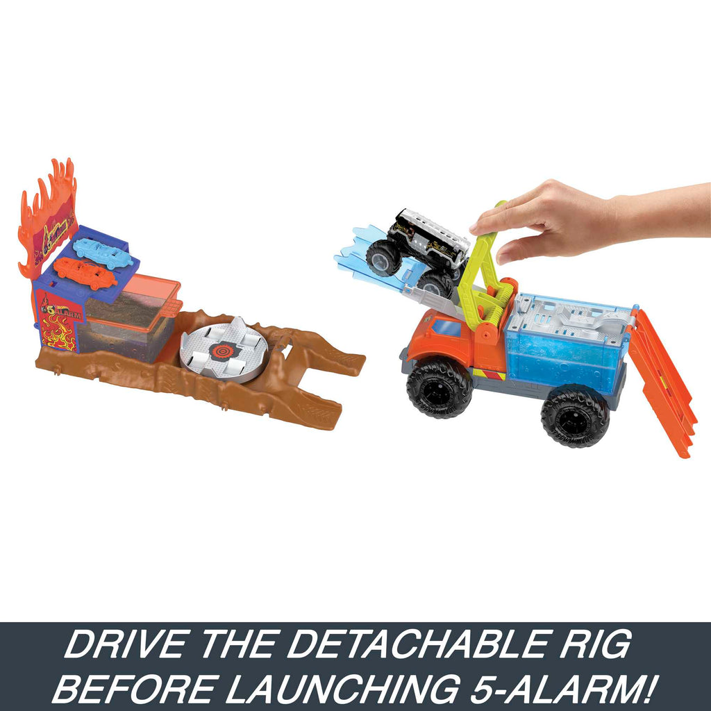Hot Wheels Monster Trucks Arena Smashers Color Shifters 5-Alarm Rescue Playset