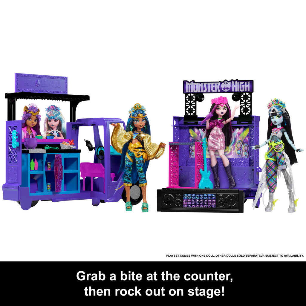 Monster High Draculaura Doll And Fangtastic Rockin’ Food Truck Playset With 13+ Themed Accessoriescessories