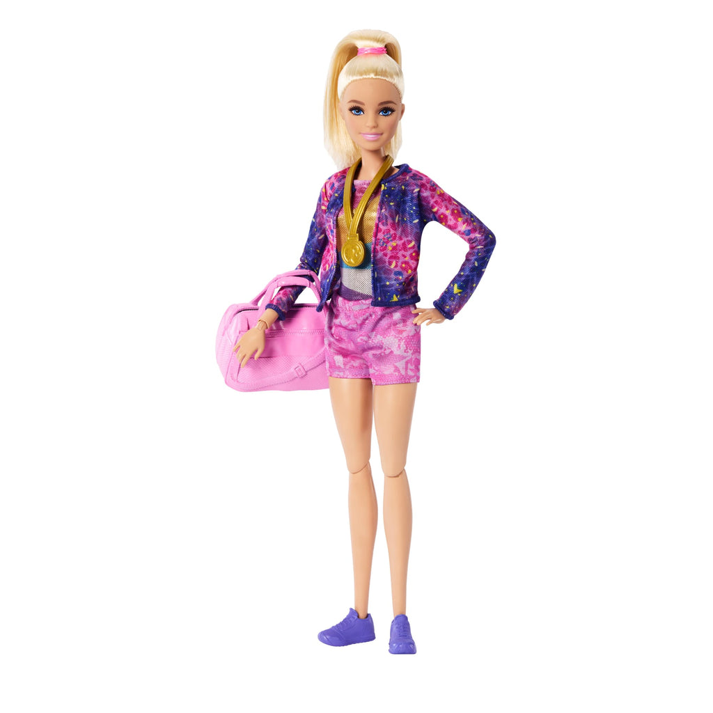Barbie Coffret de Jeu Gymnaste, Poupée Mode, Blonde, 10Accessoires