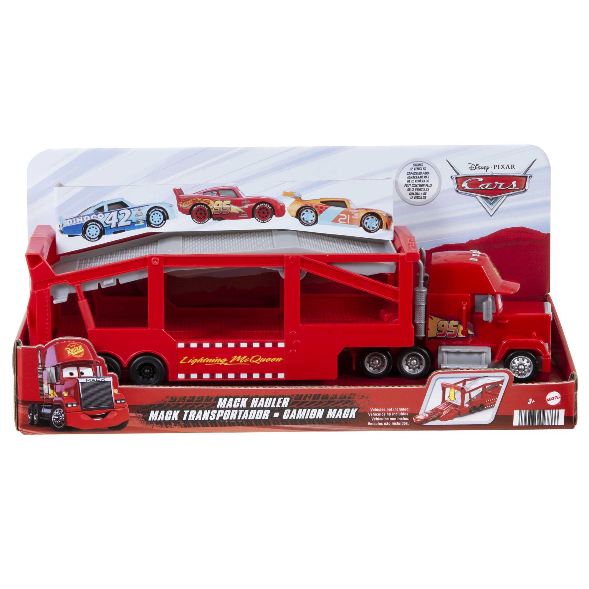 Disney/Pixar  Les Bagnoles  Camion Mack, Rampe, 33Cm, Pour 12Véh.