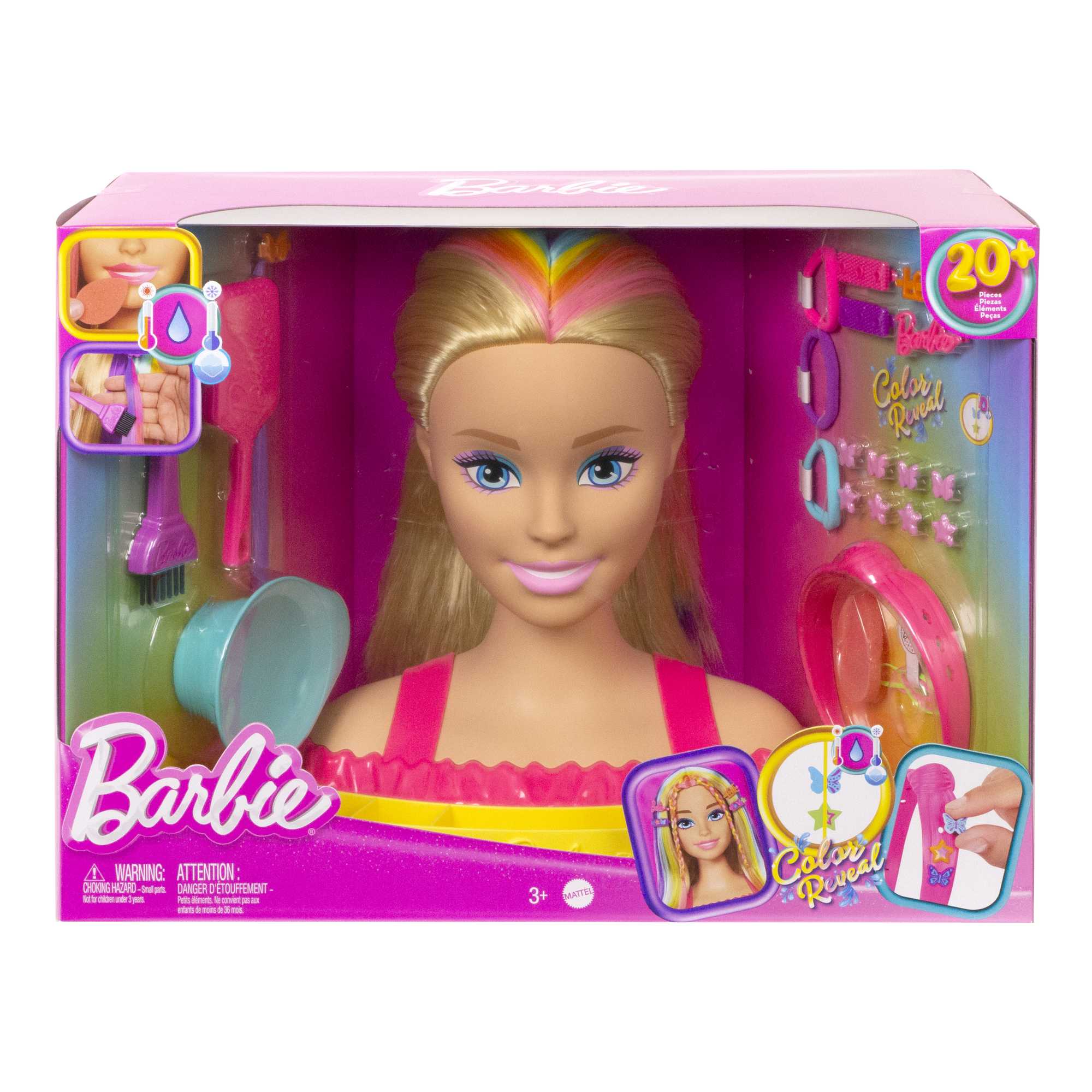 Barbie Deluxe Styling Head, Barbie Totally Hair, Blonde Rainbow Hair