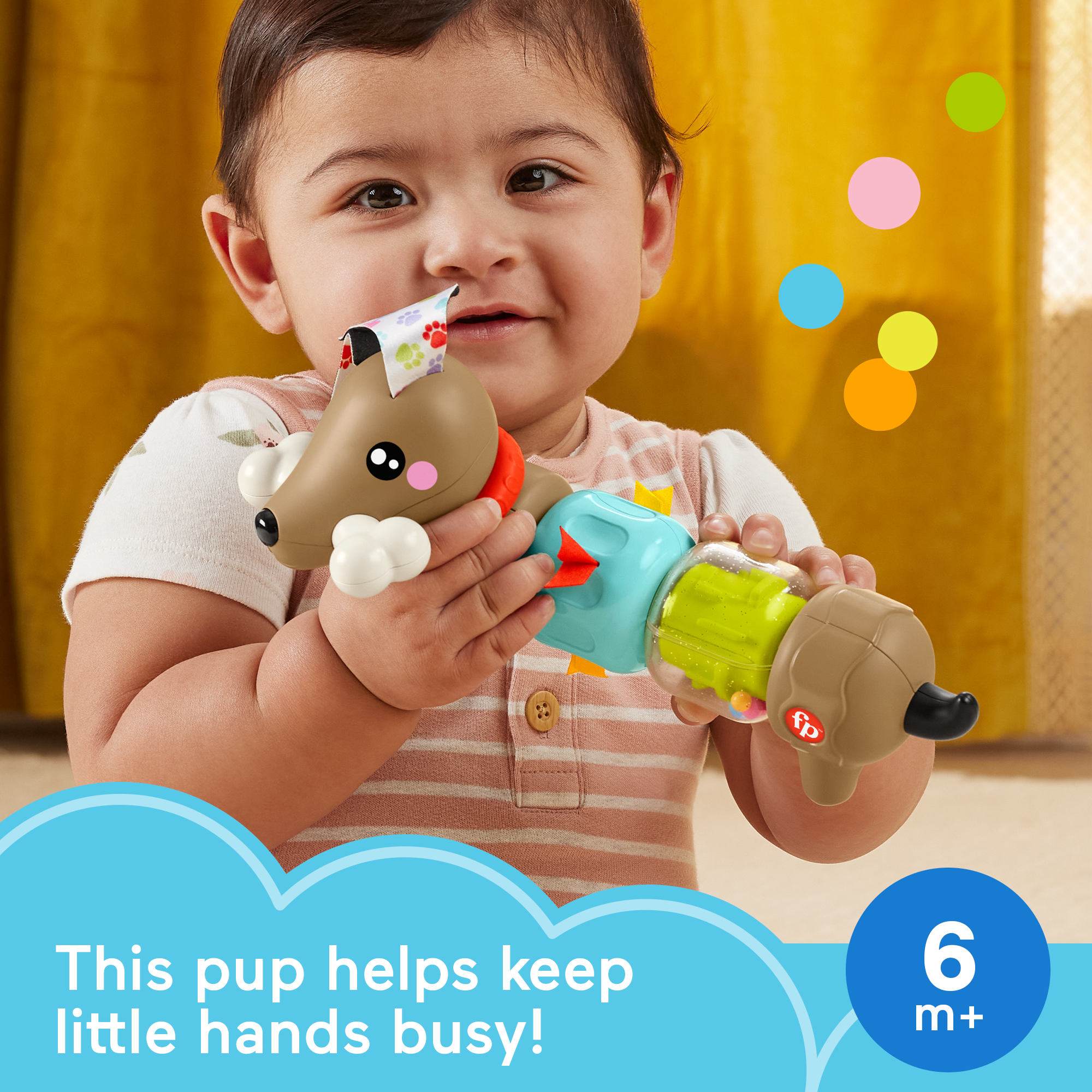 Fisher-Price Fp Pets Click & Spin Activity Pup Fine Motor Sensory Toy For Babies