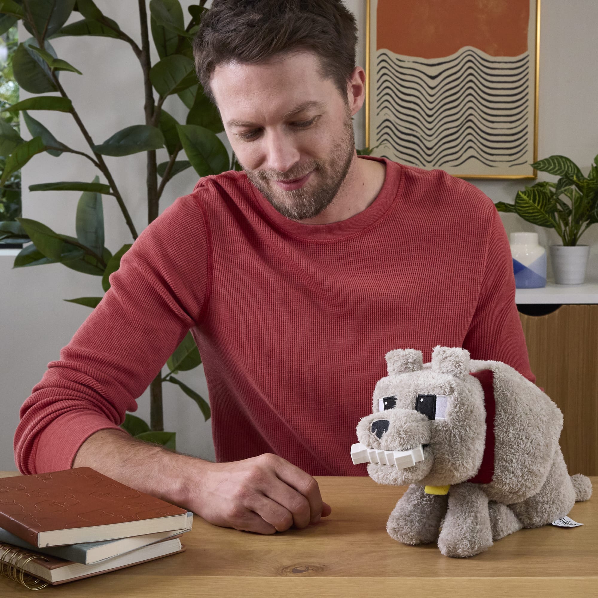 Minecraft Food Mode Dennis Plush Interactive Toy With Sounds & Bone Accessory, Inspired By The Movie