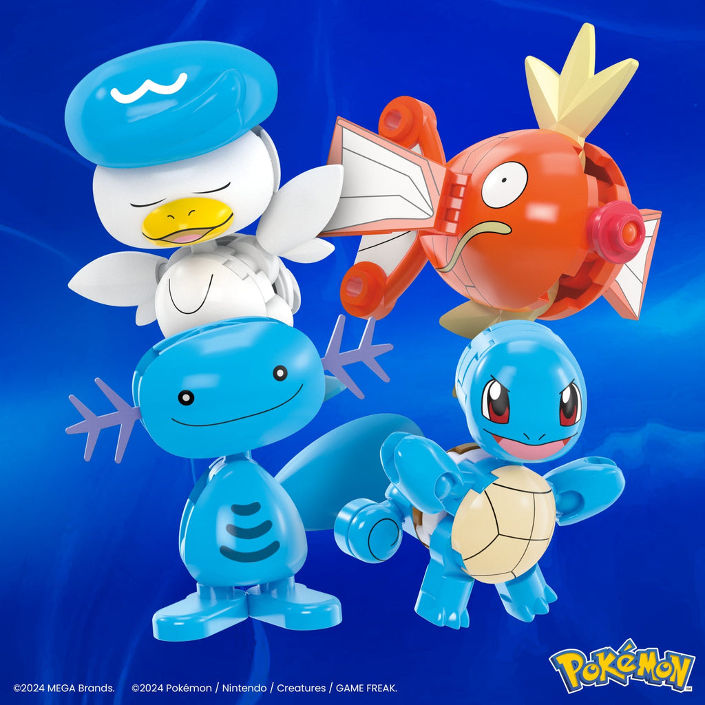 MEGA Pokémon Water-Type Trainer Team Building Toy Kits With 2 Action Figures (79 Pieces) For Kids