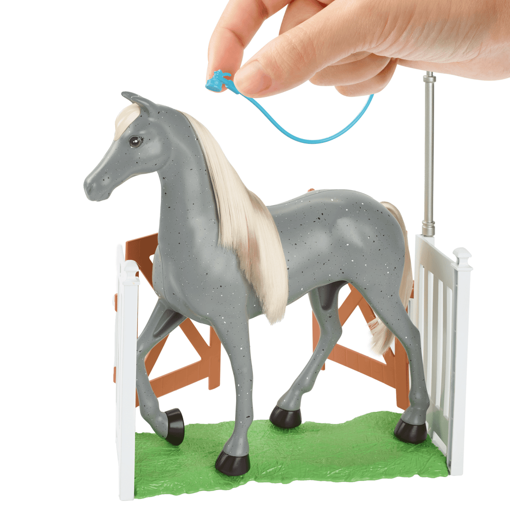 Barbie World Horse Stable Playset With Toy Horse, Jump, & Accessories, 7-Piece Set