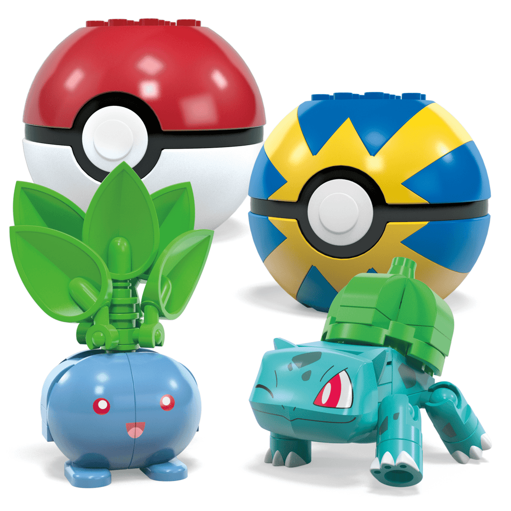 MEGA Pokémon Grass-Type Trainer Team Building Toy Kit, 4 Action Figures (118 Pieces) For Kids