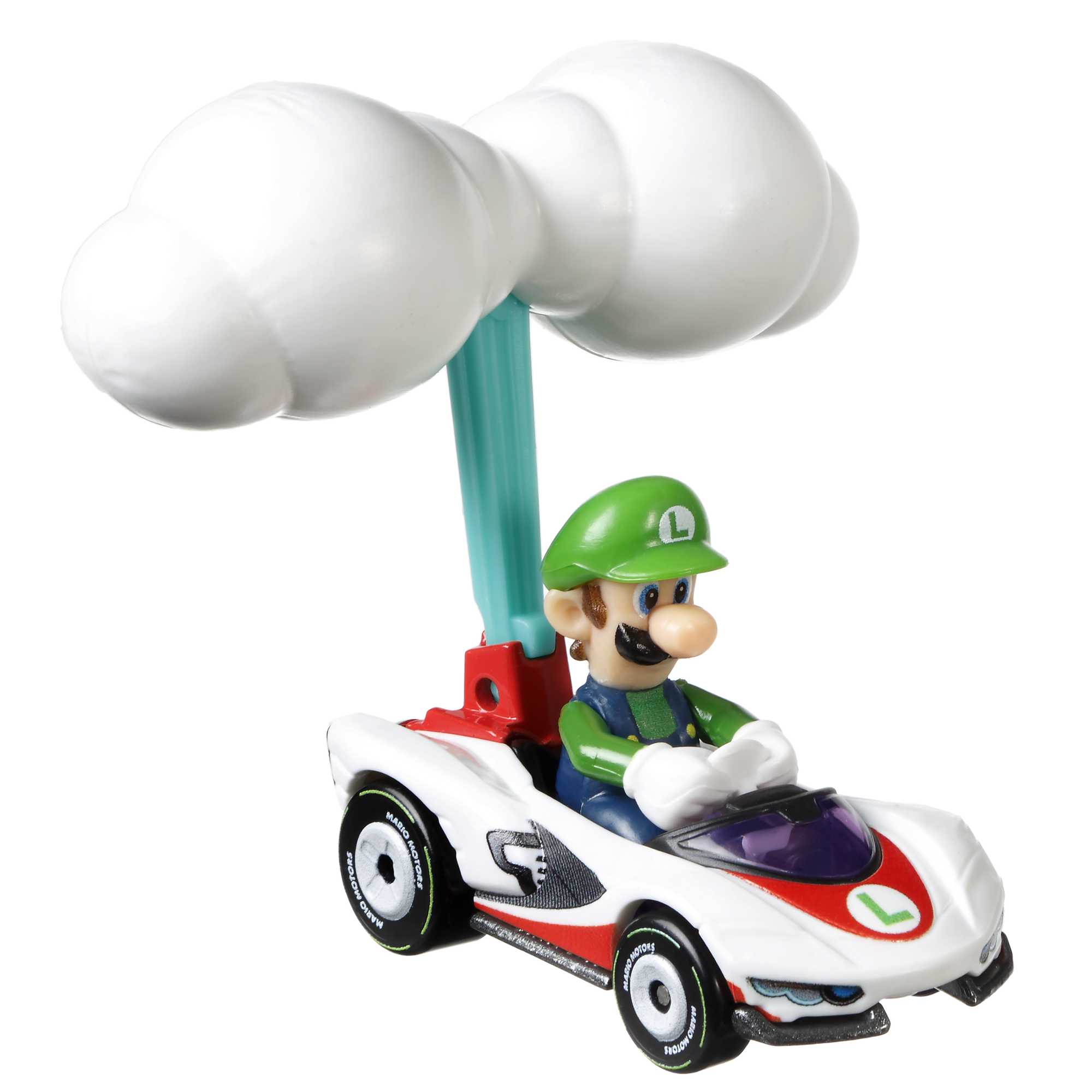 Hot Wheels Mario Kart Veículo de Brinquedo Luigi P-Wing com Cloud Glider