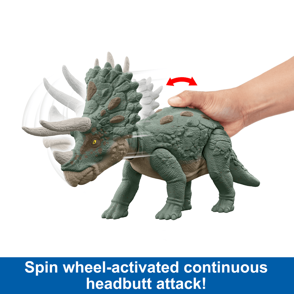Jurassic World Gigantic Trackers Triceratops Dinosaur Action Figure Toy, Large Species