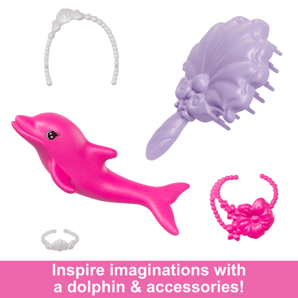 Barbie “Brooklyn” Mermaid Doll With Color Change Feature, Pet Dolphin And Accessories