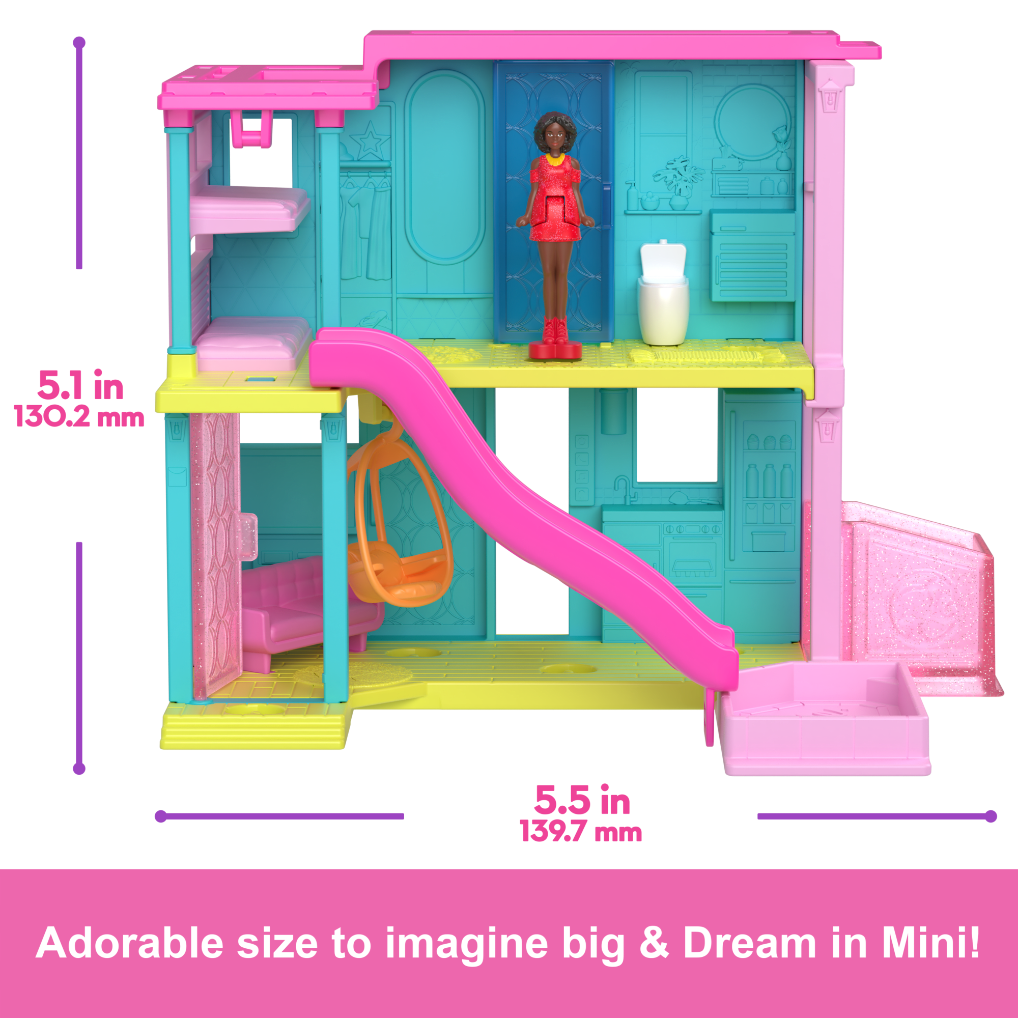 Barbie Mini Barbieland Doll House Playsets With 1.5-inch Doll, Furniture & Accessories