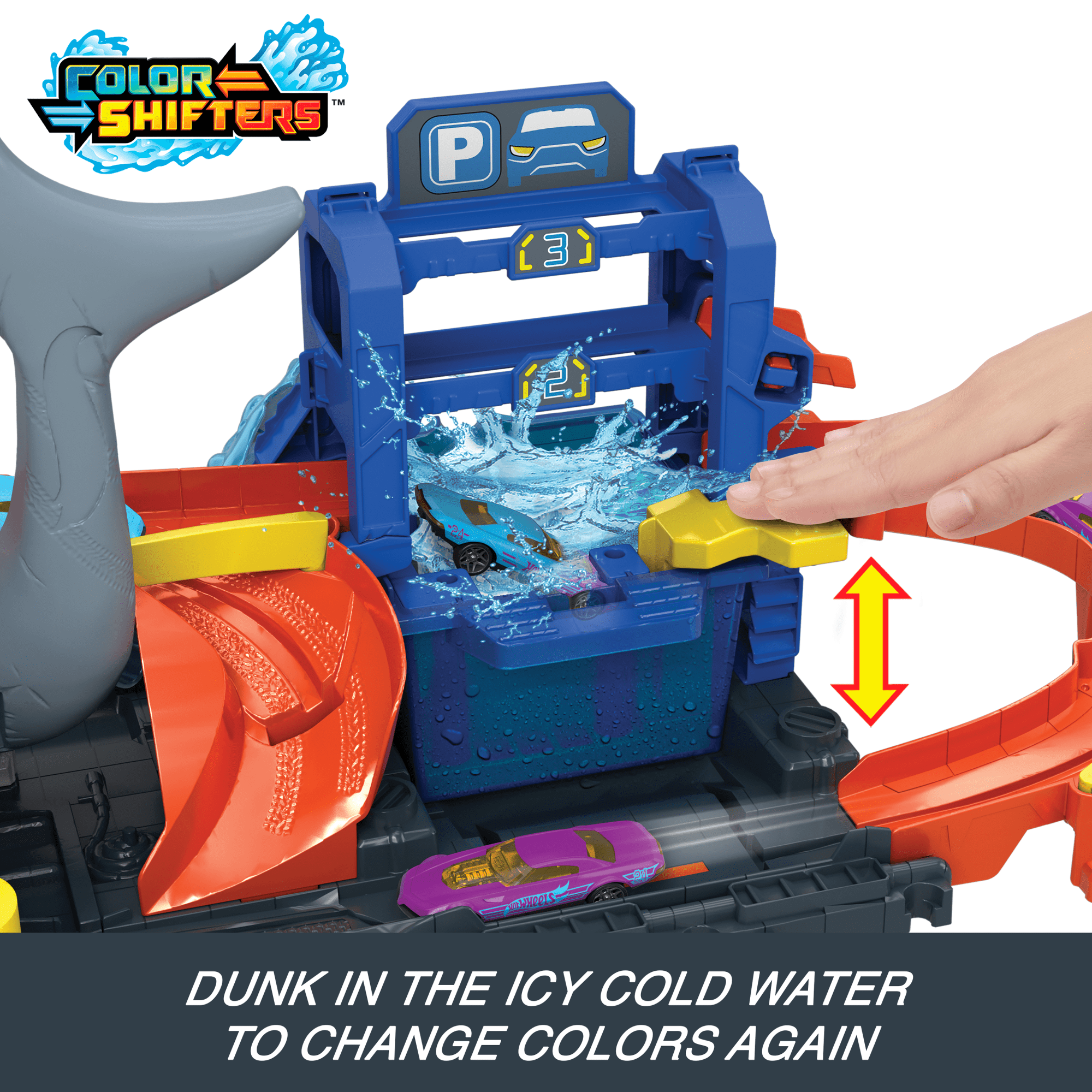 Hot Wheels City Ultra Shark Car Wash With Color Reveal Toy Car in 1:64 Scale