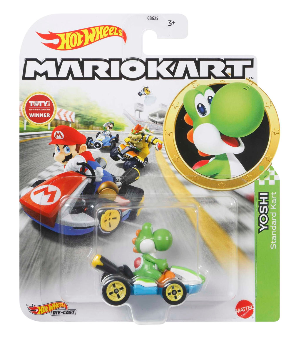 Hot Wheels Mario Kart Vehículo de Juguete Yoshi Estándar Kart