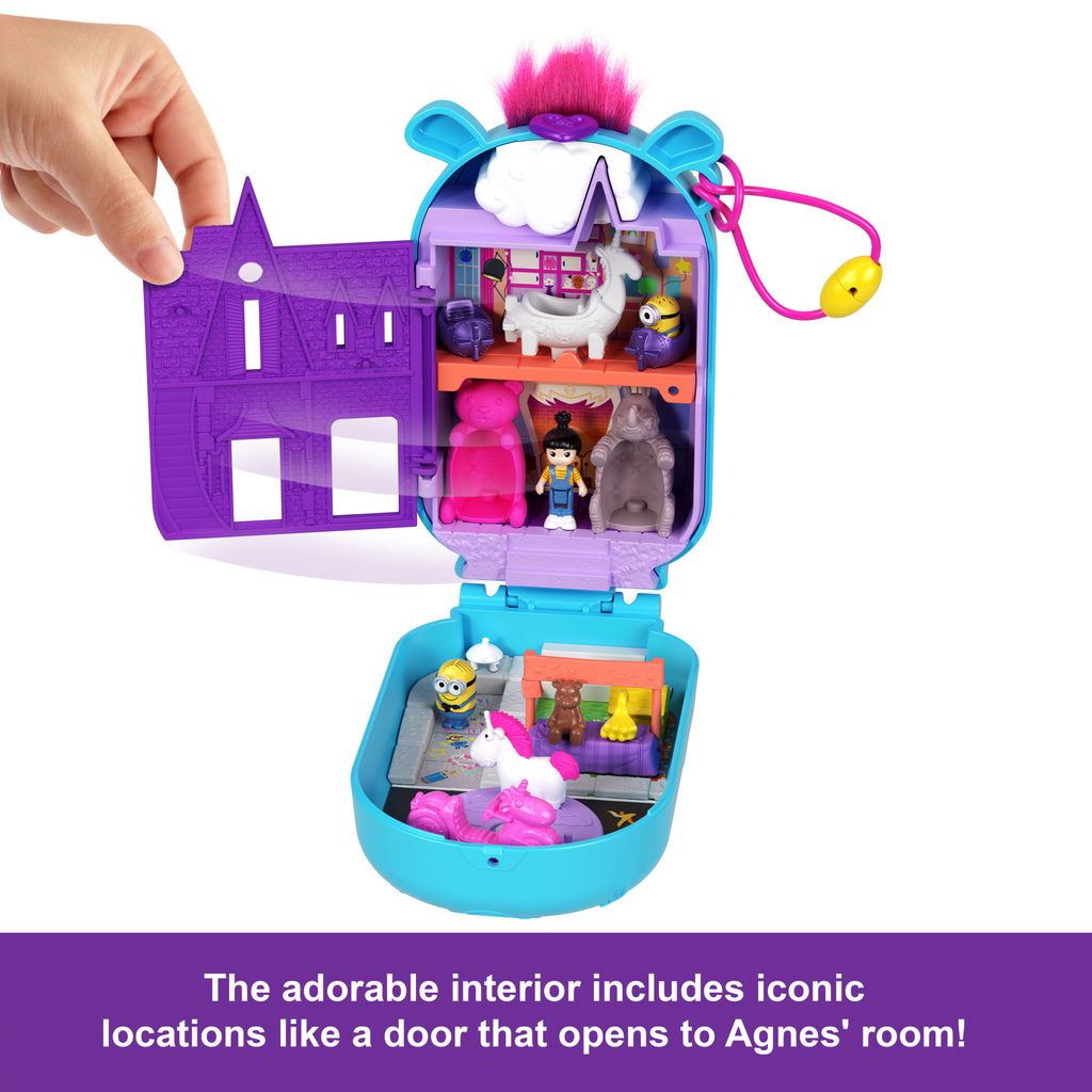 Polly Pocket Playset, Minions Compact With 9 Accessories, 1 Doll, 2 Minions And Unicorn Toy