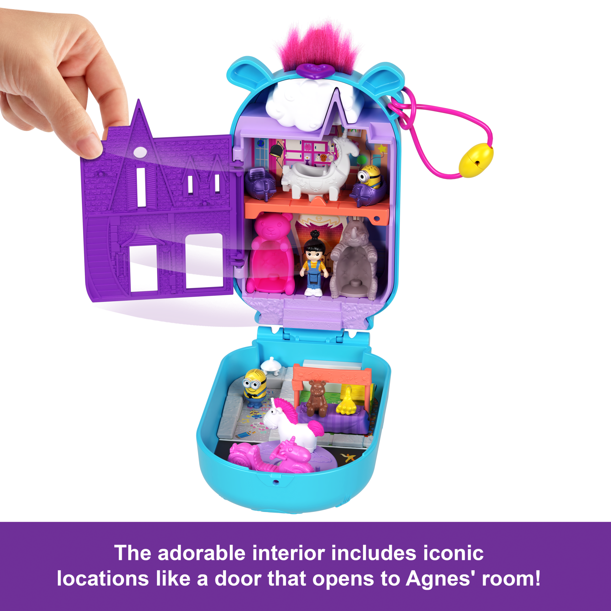 Polly Pocket Playset, Minions Compact With 9 Accessories, 1 Doll, 2 Minions And Unicorn Toy