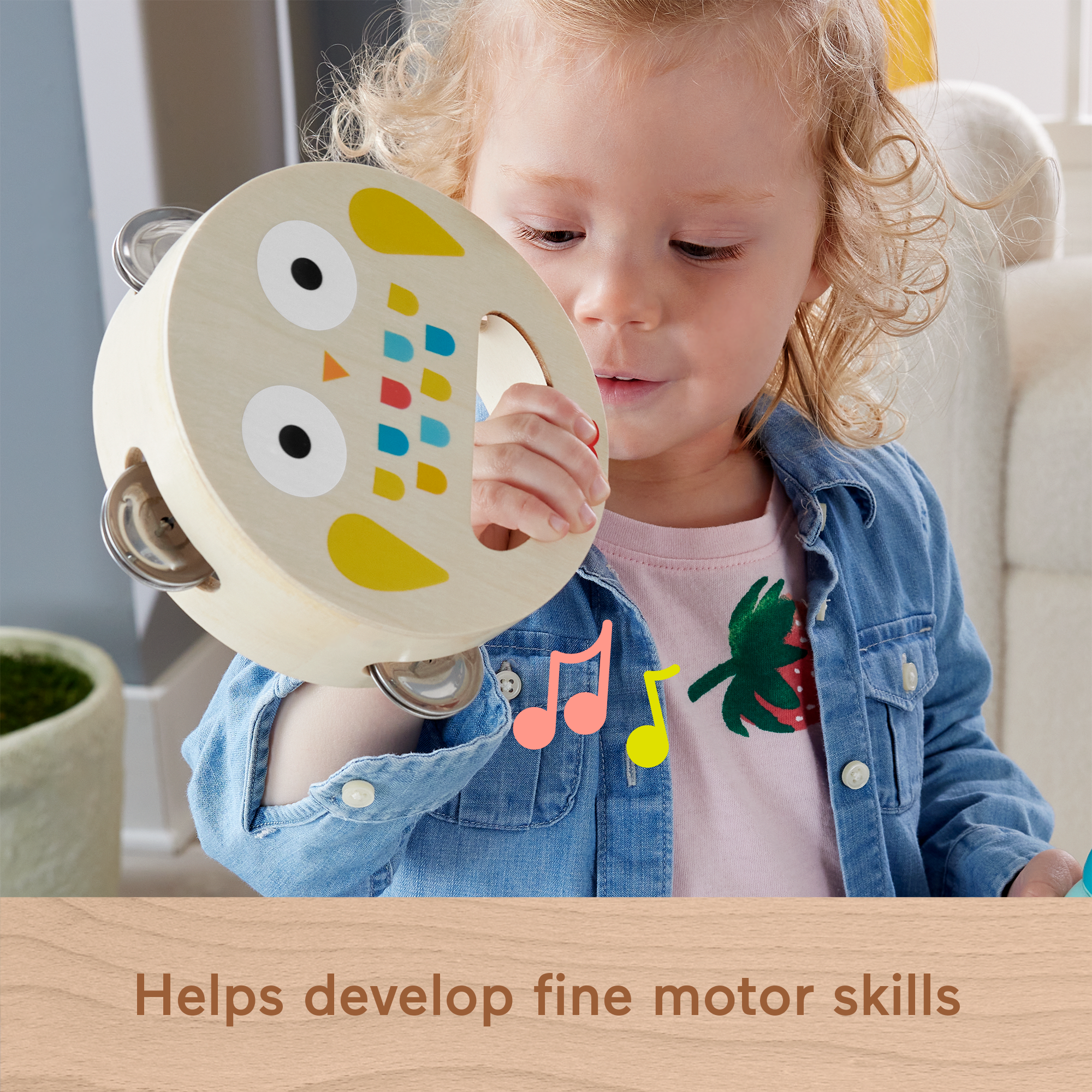 Fisher-Price Wooden Musical instruments Gift Set Toddler Creative Play, 6 Wood Pieces