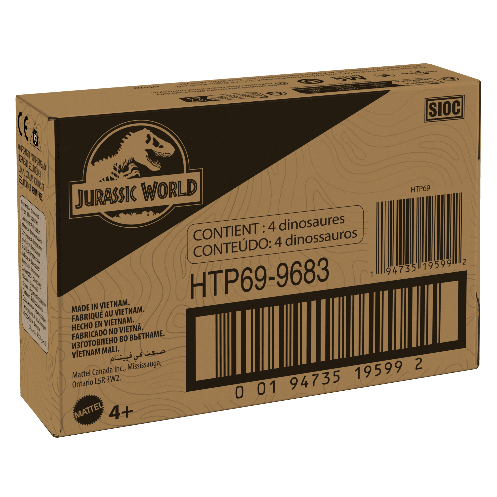 Jurassic World 4-Pack Egg To Dinosaur Transforming Toys Hidden Hatchers