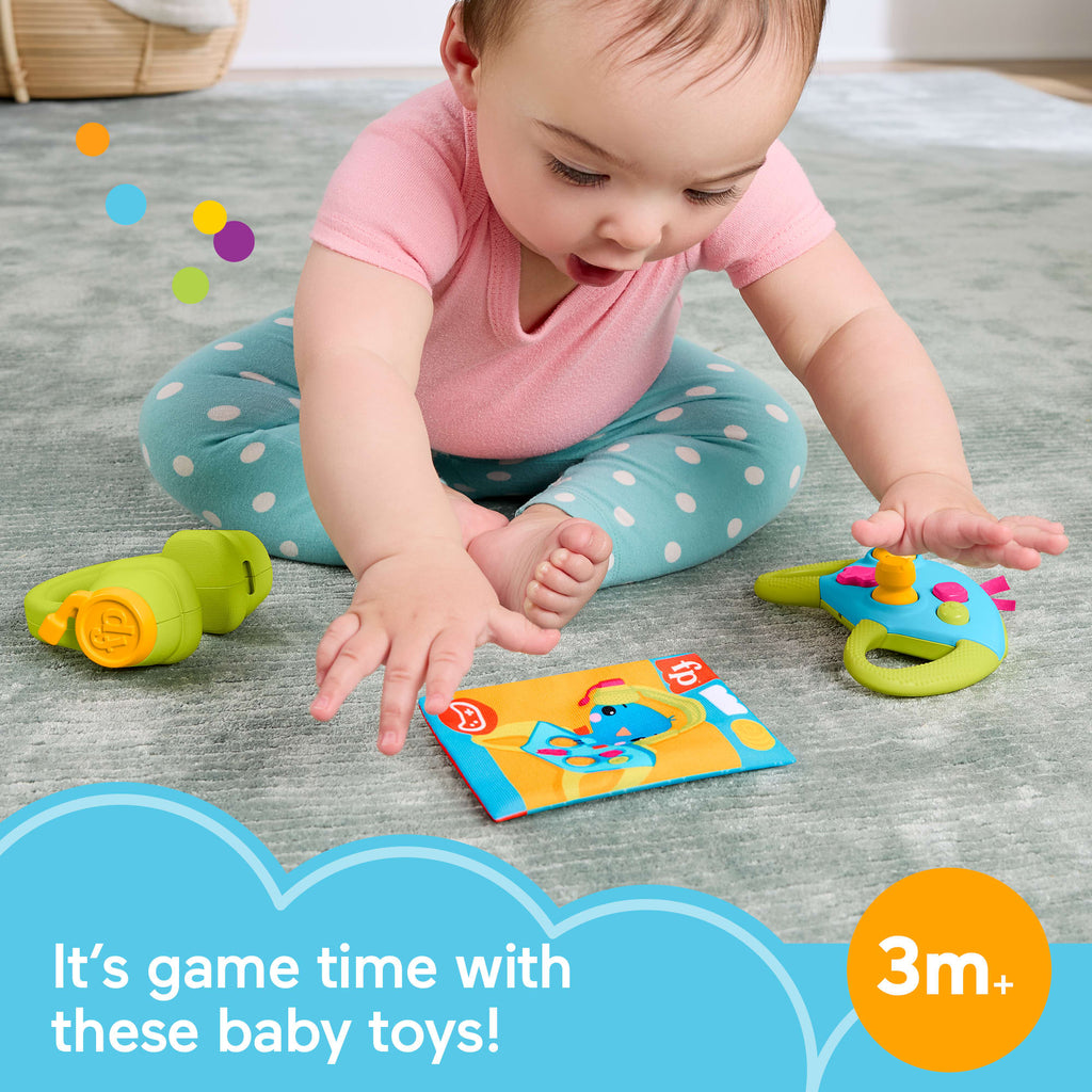 Fisher-Price Level-Up Little Gamer Gift Set, 3 Developmental Baby Toys For Newborns