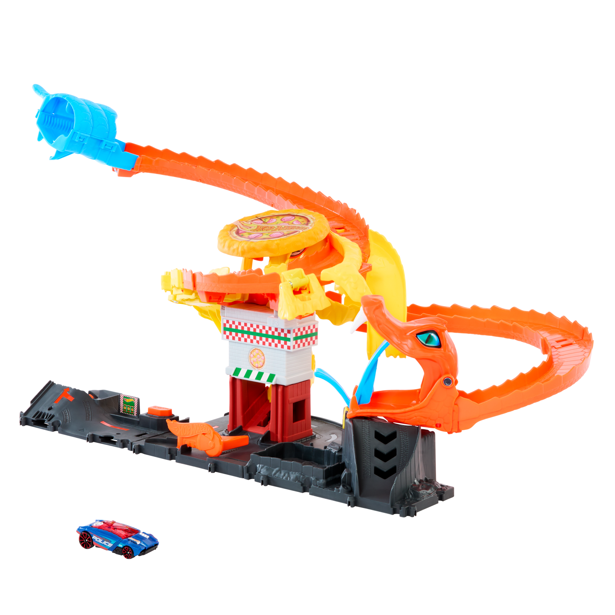 Hot Wheels City Pizza Slam Cobra Attack Playset With 1:64 Scale Toy Car
