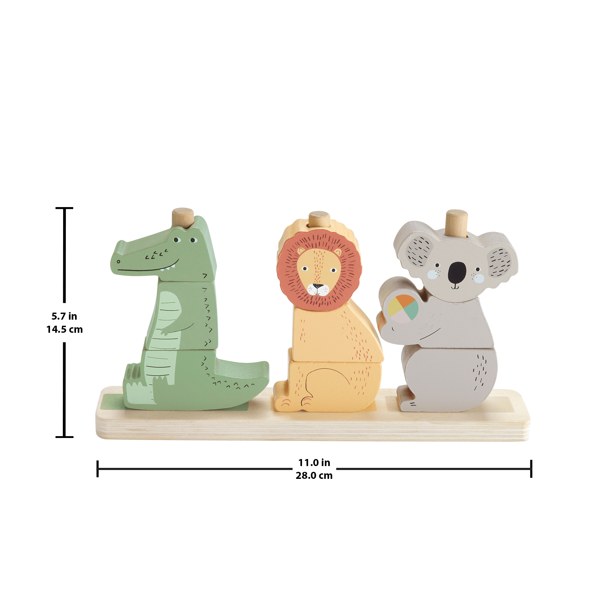 Fisher-Price Wooden Stack & Sort Animals Baby & Toddler Toy, 10 Wood Pieces