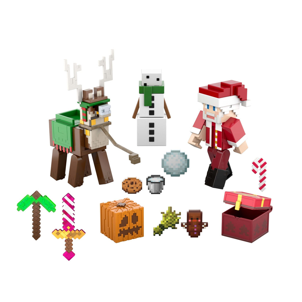 Minecraft Advent Calendar, 3 3.25-in Scale Action Figures, 17 Accessories & 4 Stickers