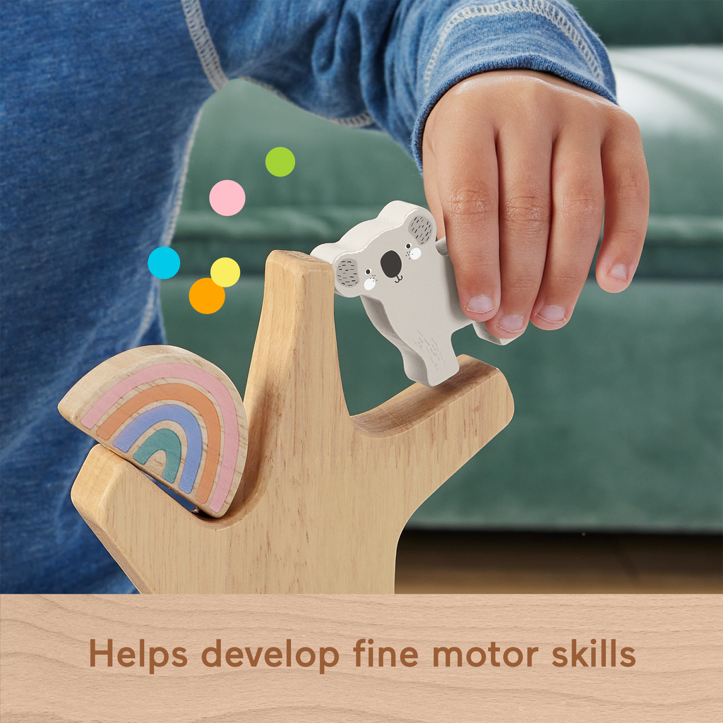 Fisher-Price Wooden Balance Tree Preschool Stacking Activity Toy, 10 Wood Pieces