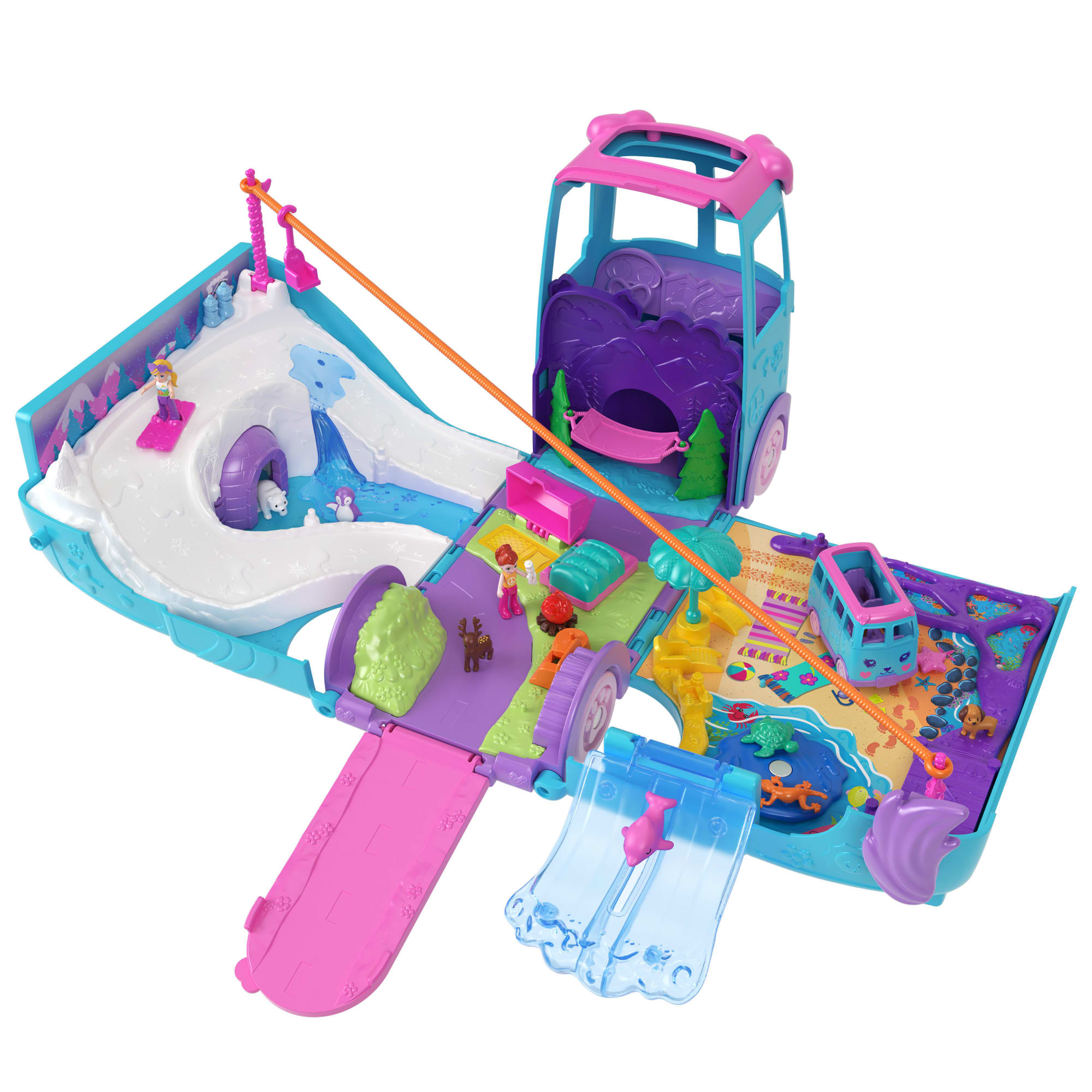 Polly Pocket  Coffret de Jeu  Aventure Animale Mobile, Camionnettes