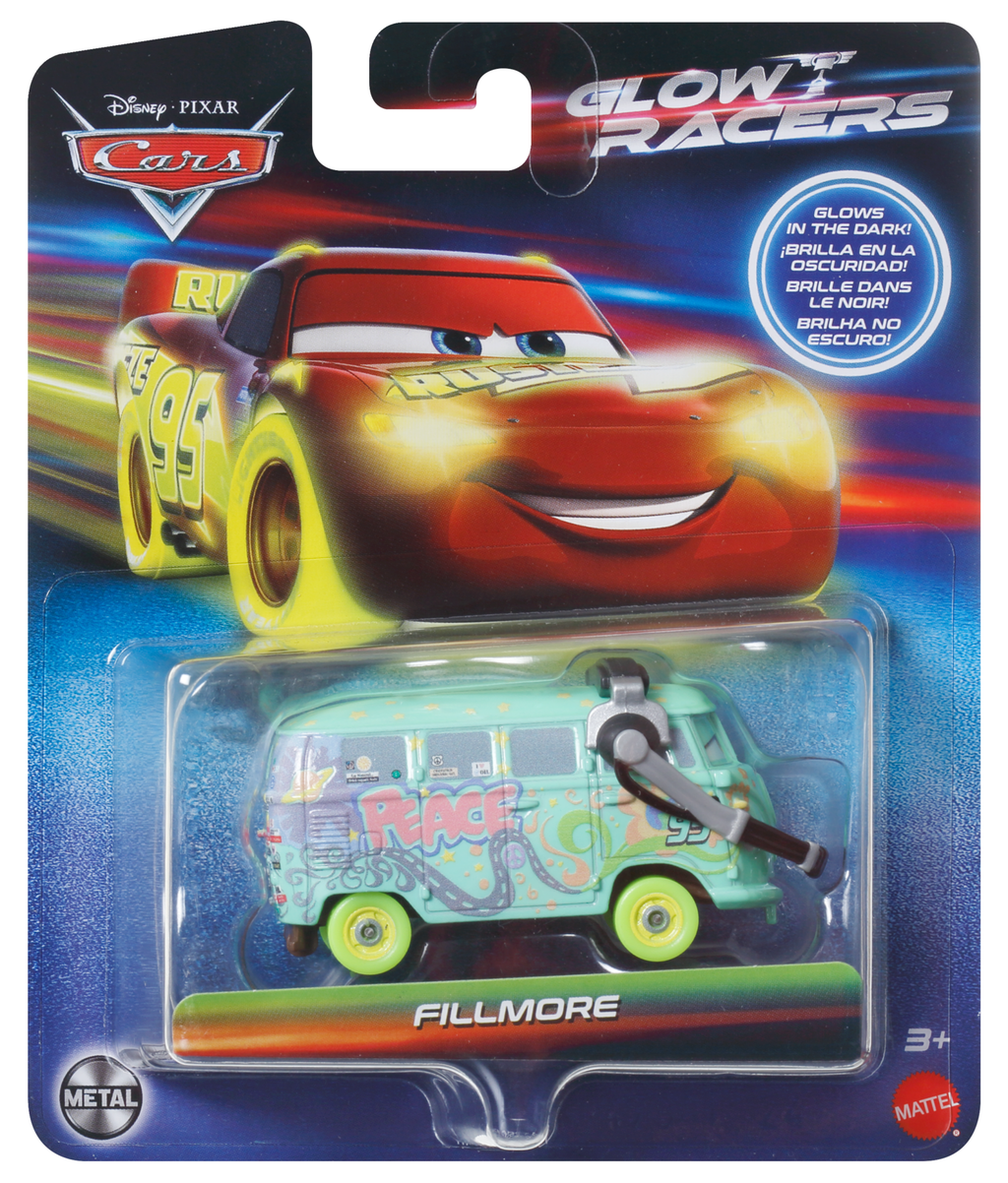 Disney And Pixar Cars Glow Racers Vehicles, Glow-in-The-Dark 1:55 Scale Die-Cast Toy Cars