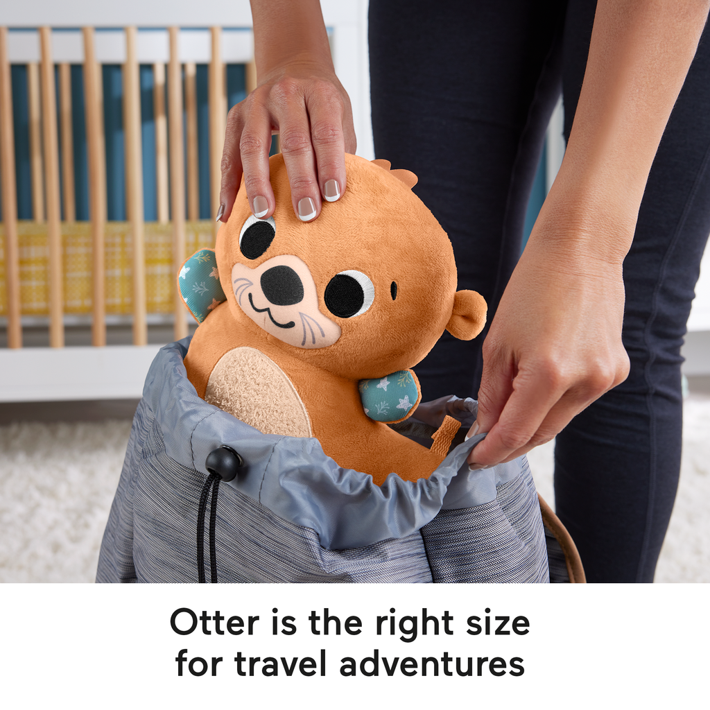 Fisher-Price 2-In-1 Rockin’ Tummy Time Otter Plush Toy With Soft Book For Newborn Sensory Play